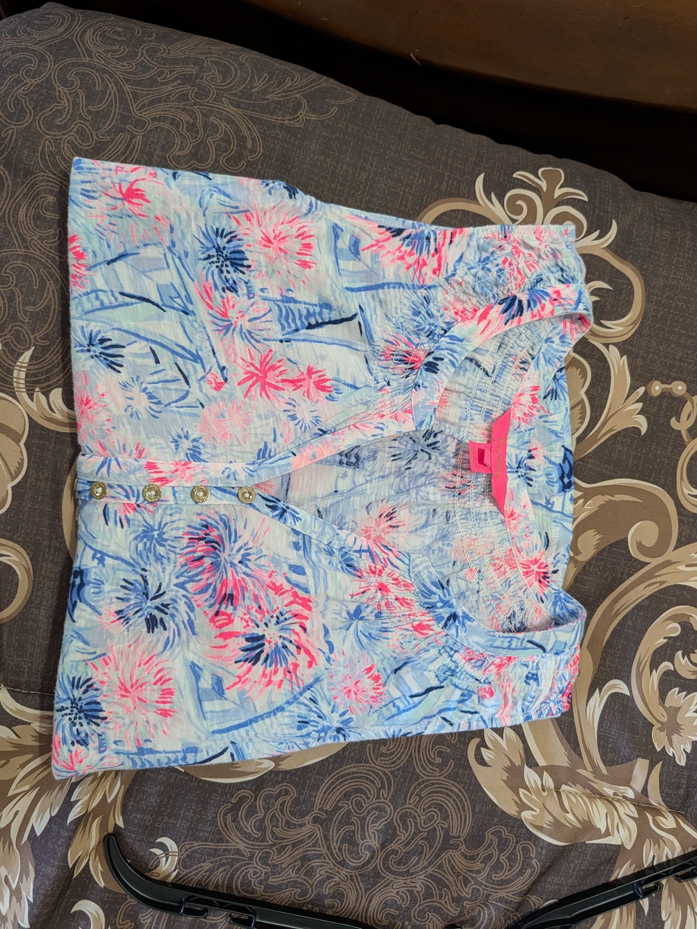 Lilly Pulitzer Pink & Blue Floral Button-Front Camisole - Picture 8 of 9